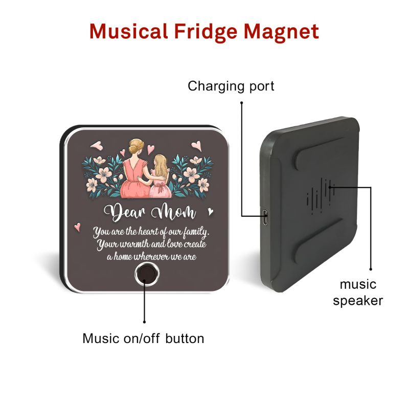 Personalized Dear Mom Musical Fridge Magnet Rechargeable Magnet with Speaker Mother’s Day Gift for Mom
